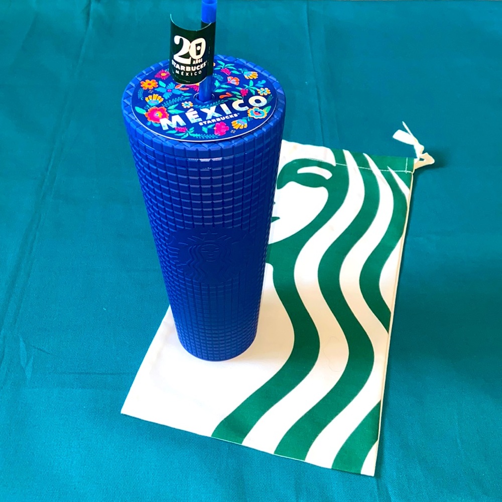 Starbucks Mexico 20th Anniversary Blue Venti Grid Tumbler